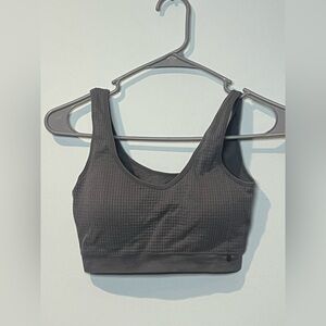 Lucky Brand Women’s Charcoal Ribbed Sports Bra, Size Medium